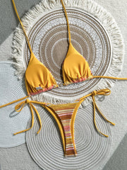Yellow Striped Bikini Set