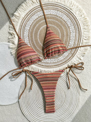 Yellow Striped Bikini Set