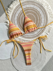 Yellow Striped Bikini Set