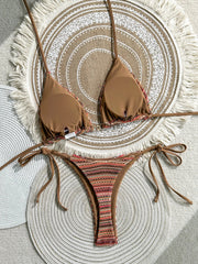 Yellow Striped Bikini Set
