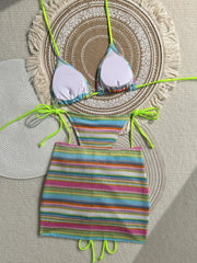 Yellow Striped Knitted Bikini Set