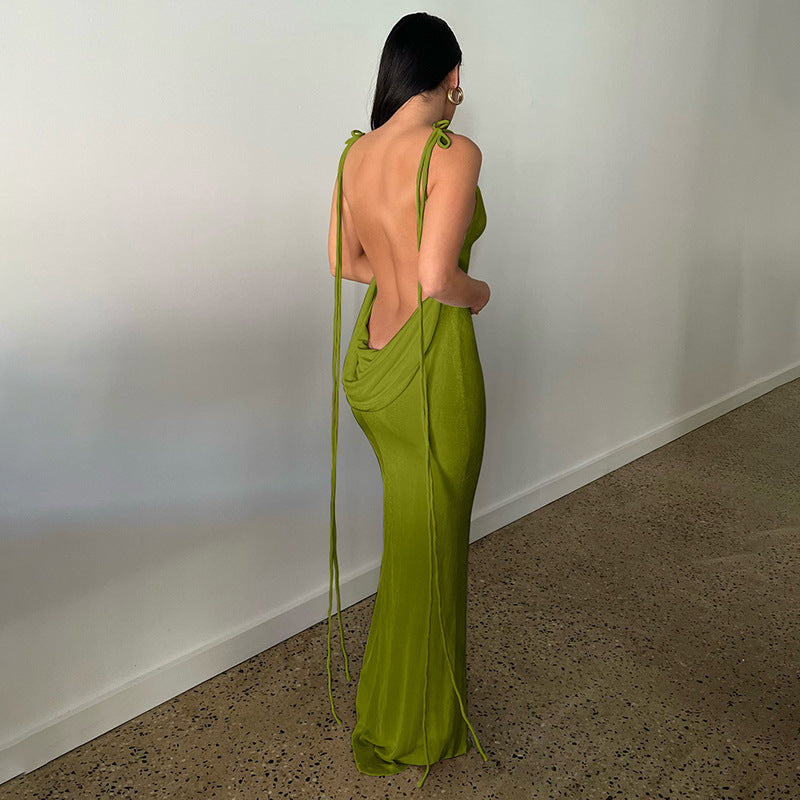 Cassey Sexy Hollow Halter Sling Dress