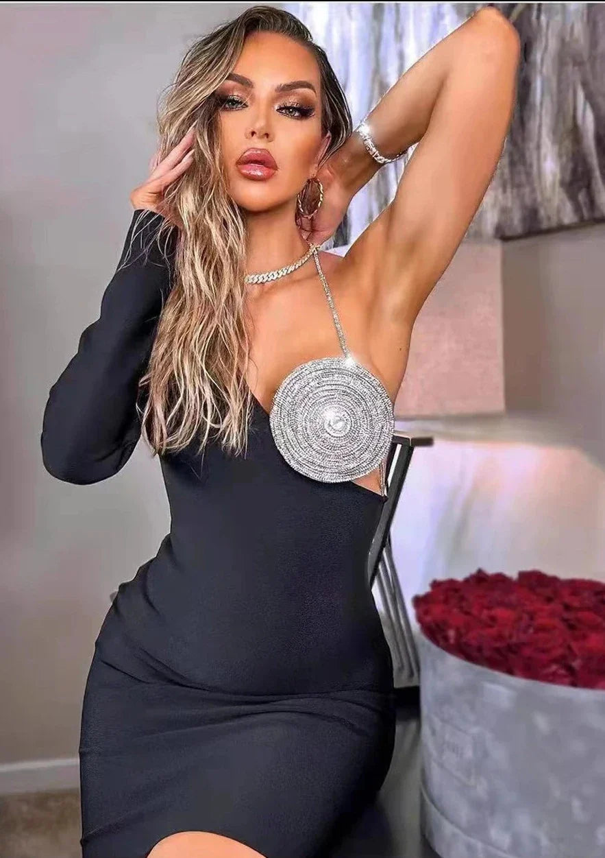 Elegant Designer Stone Mini Dress