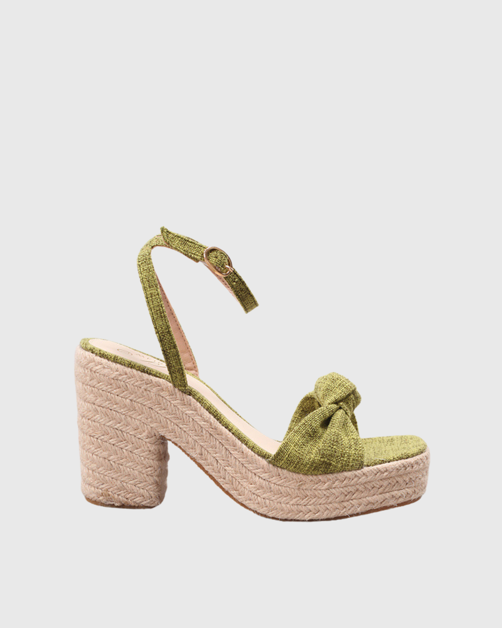 Shara Knot Strap Woven Platform Sandals In Green