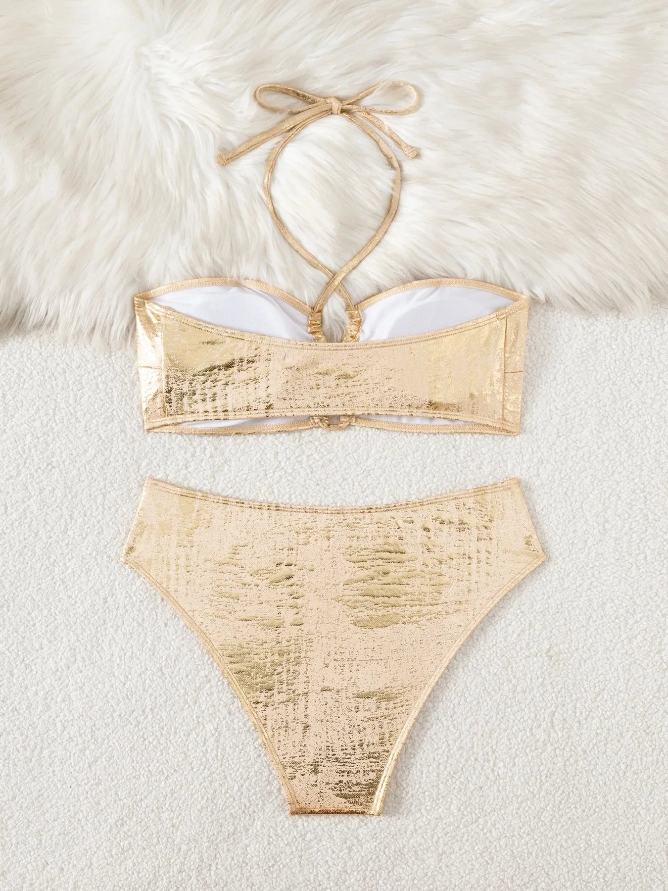 Shiny Gold 2 Piece Bikini Set