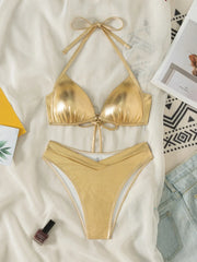 Shiny Gold Bikinis Sets