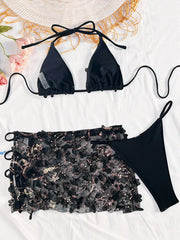 Shiny Sequin Black White Bikini Set