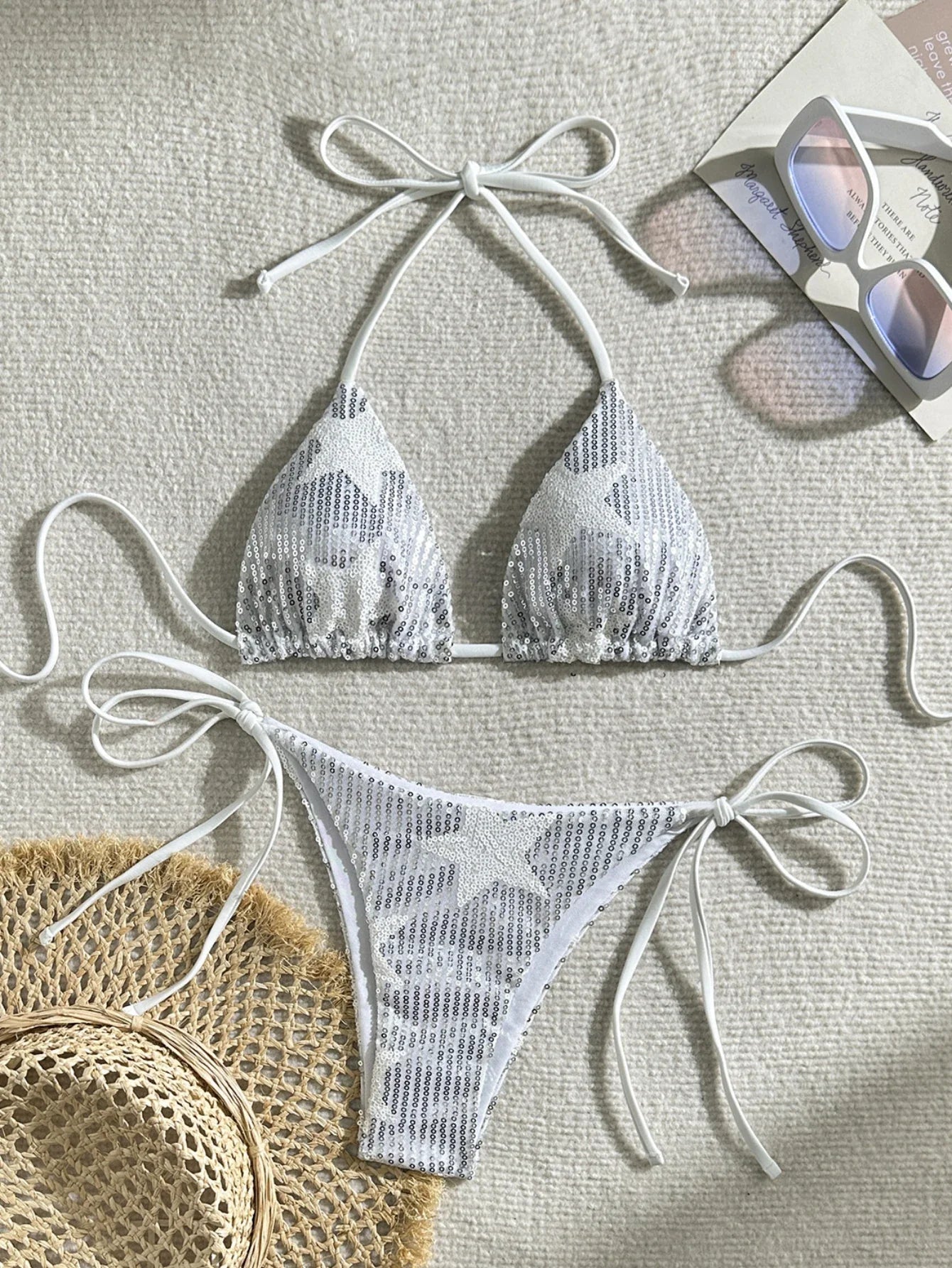 Shiny Sequin Split Bikinis Sets