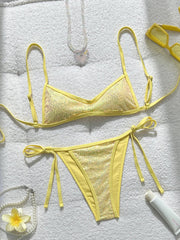 Shiny Sequin Yellow Bikini Set