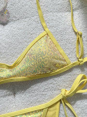 Shiny Sequin Yellow Bikini Set