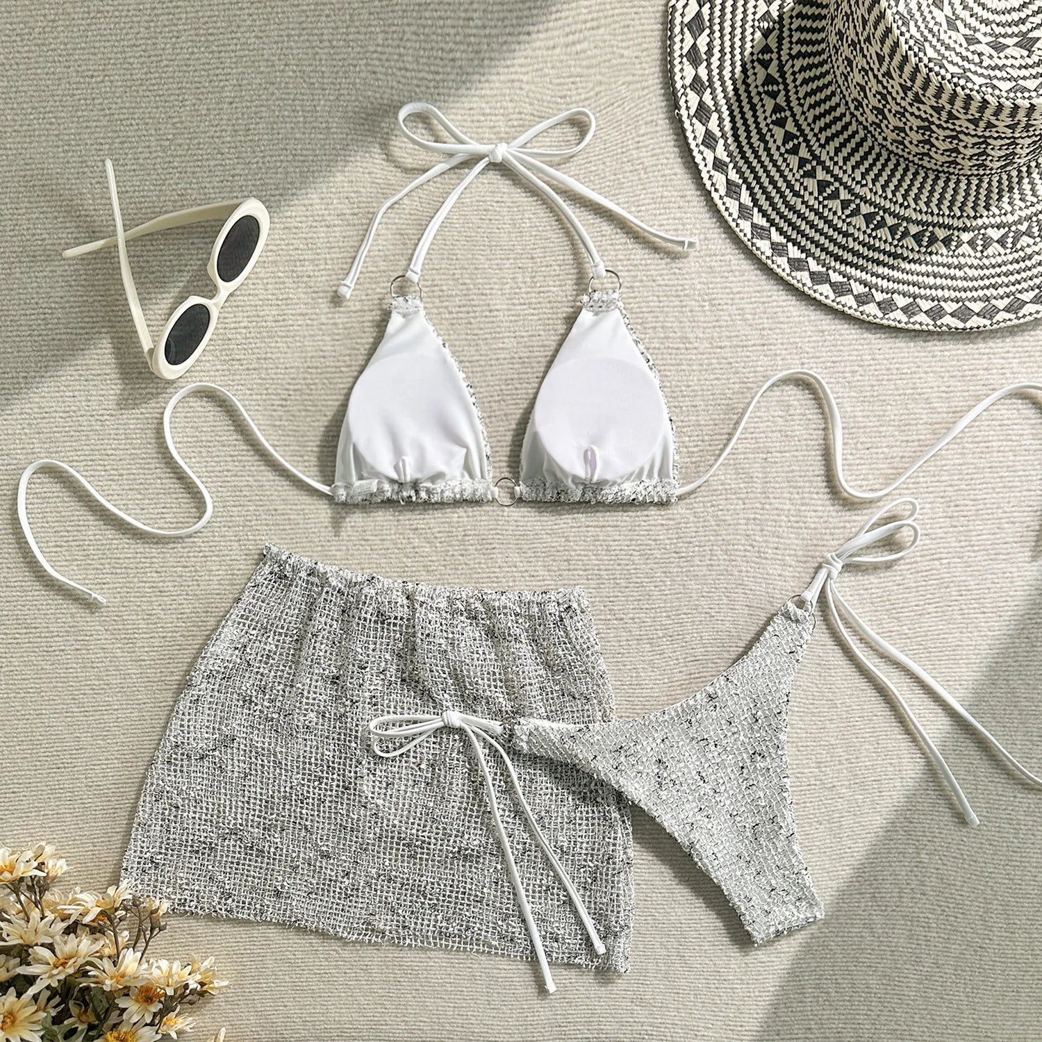 Shiny White Bikini Set