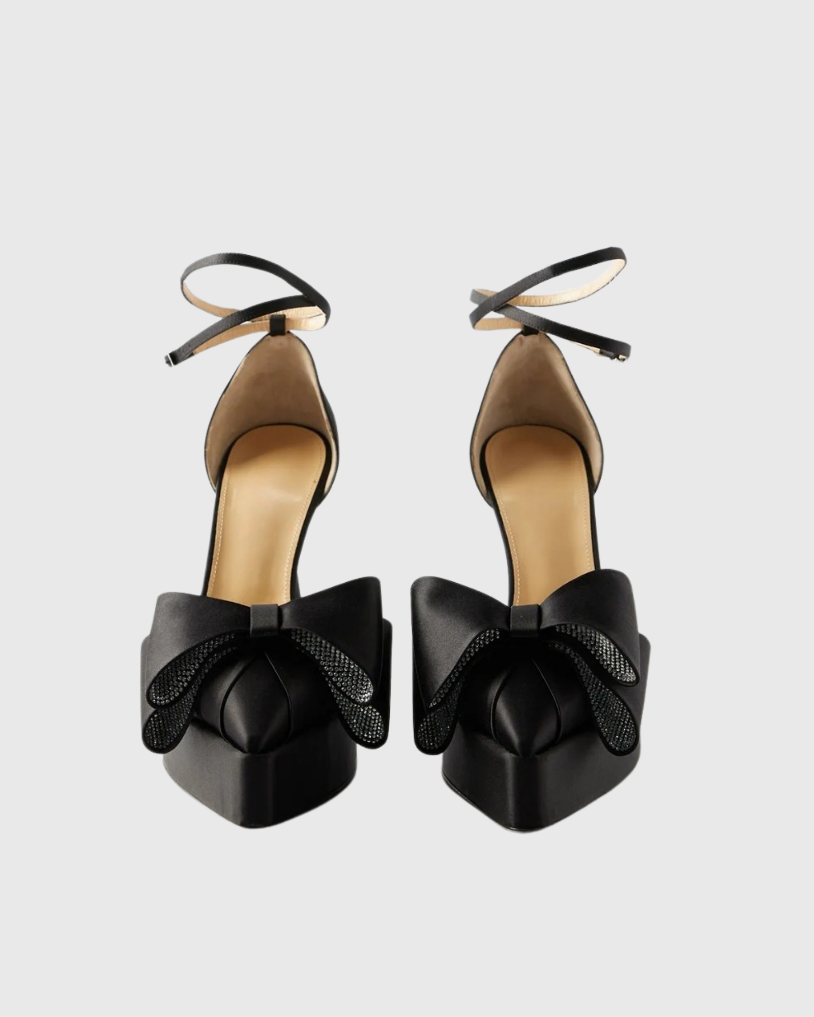 Siena Rhinestone Bow Slingback Platform Pumps In Black