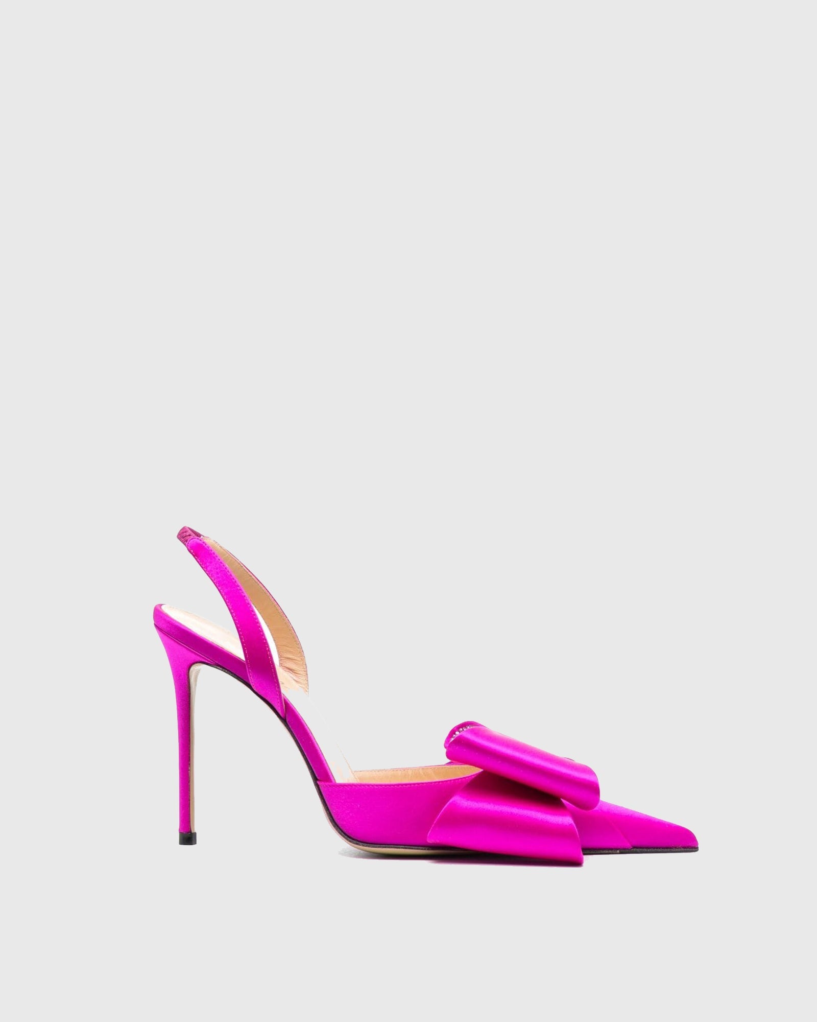 Siena Bow Satin Slingback Pumps In Hot Pink