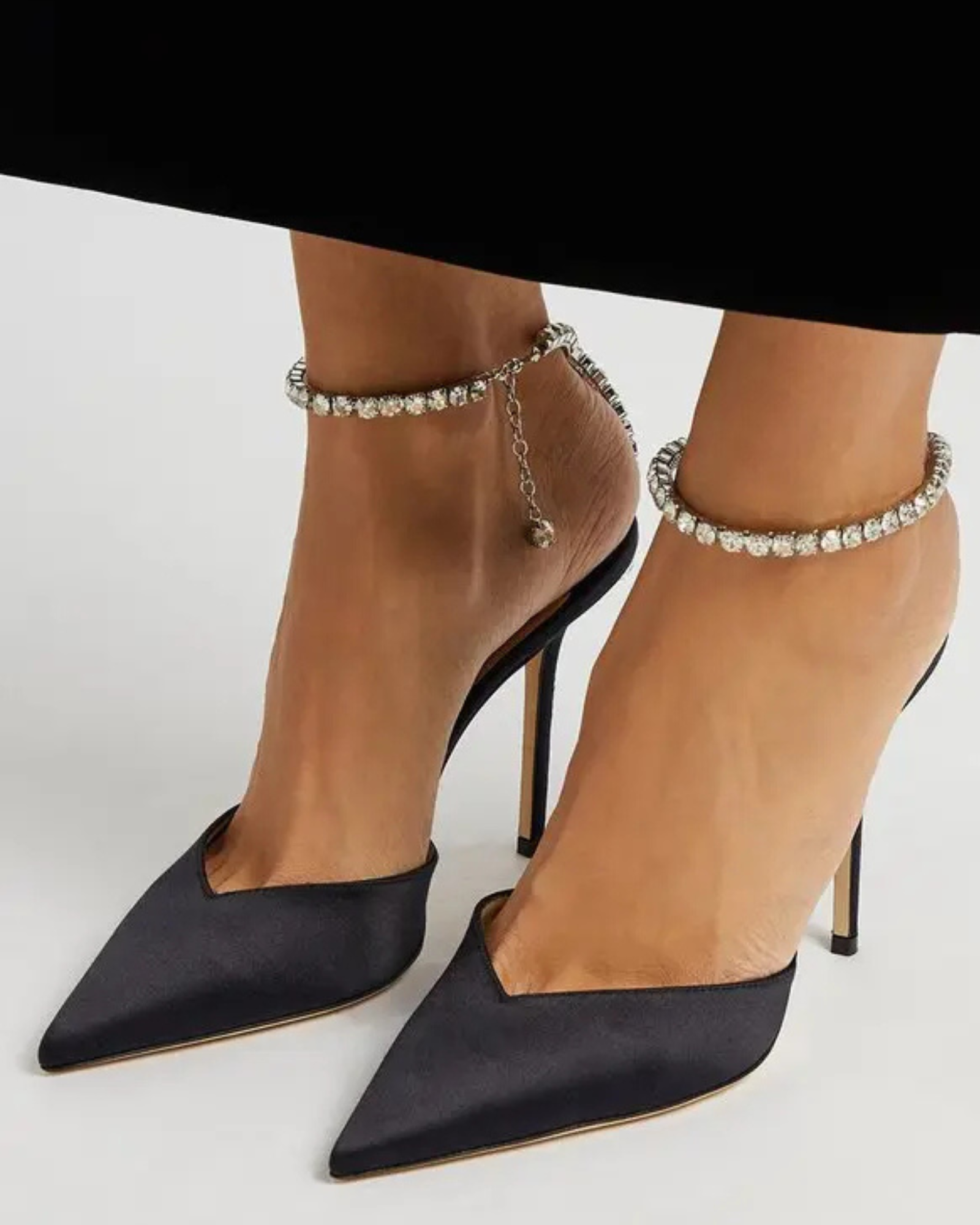 Silva Rhinestone Strap Satin Pumps In Black