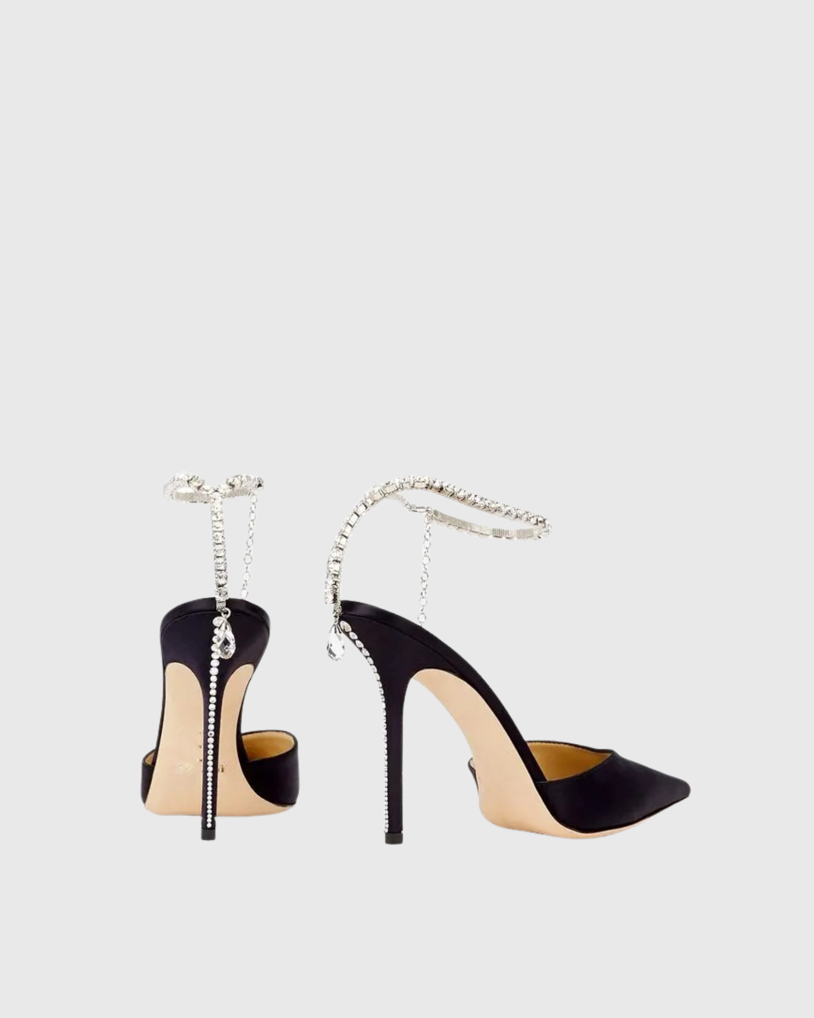 Silva Rhinestone Strap Satin Pumps In Black