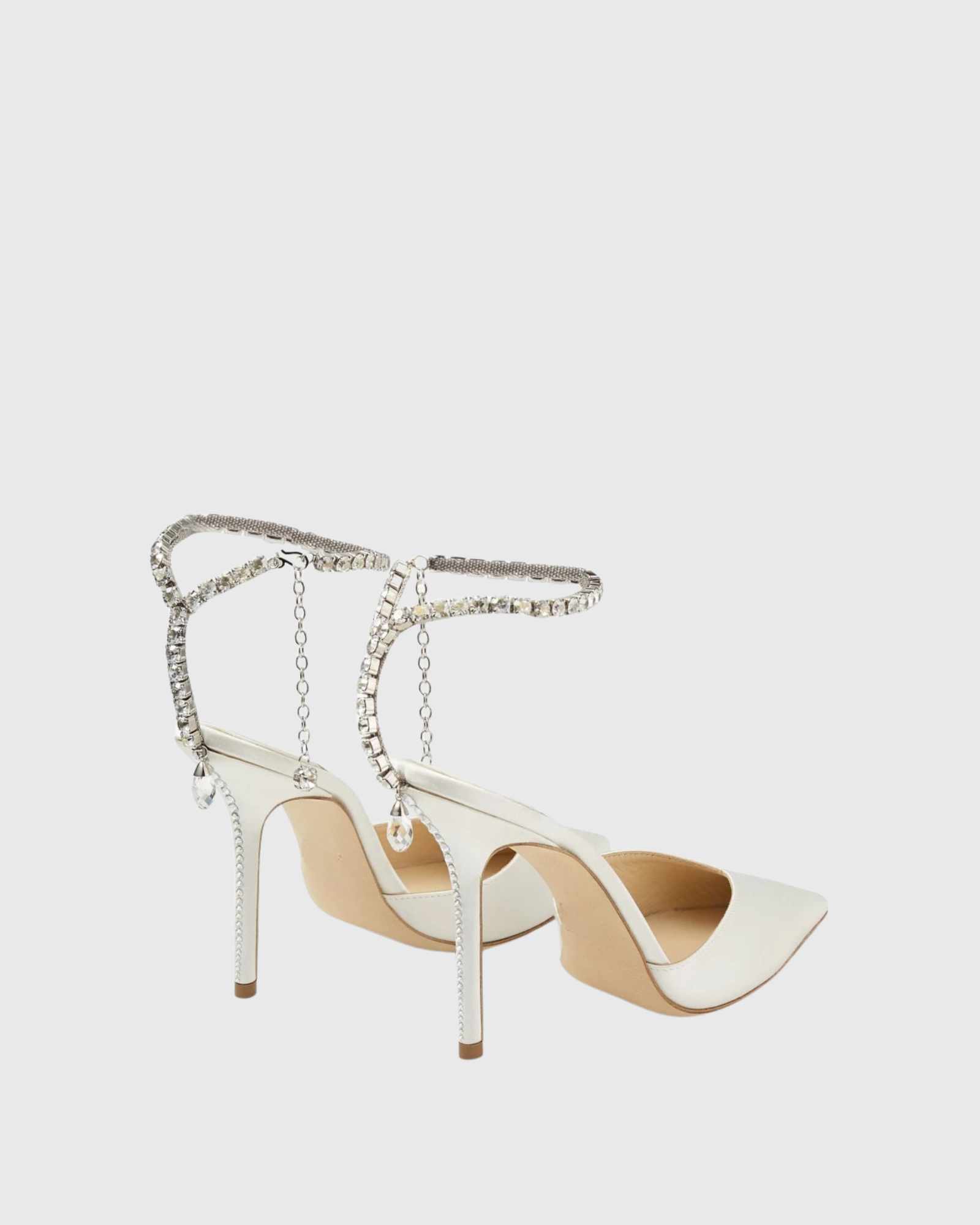 Silva Rhinestone Strap Satin Pumps In White