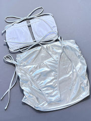 Silvery Shiny 3 Piece Swimsuit