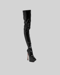 Agata Leather Platform Over The Knee Boots