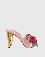 Siria Colorful Flower Mules In Pink