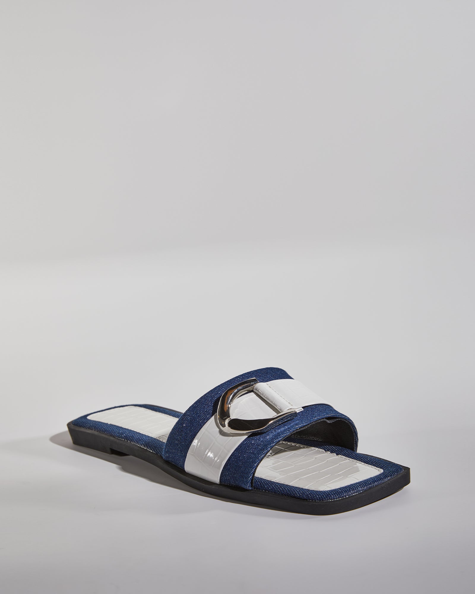 Sky Buckle Two Tone Slippers