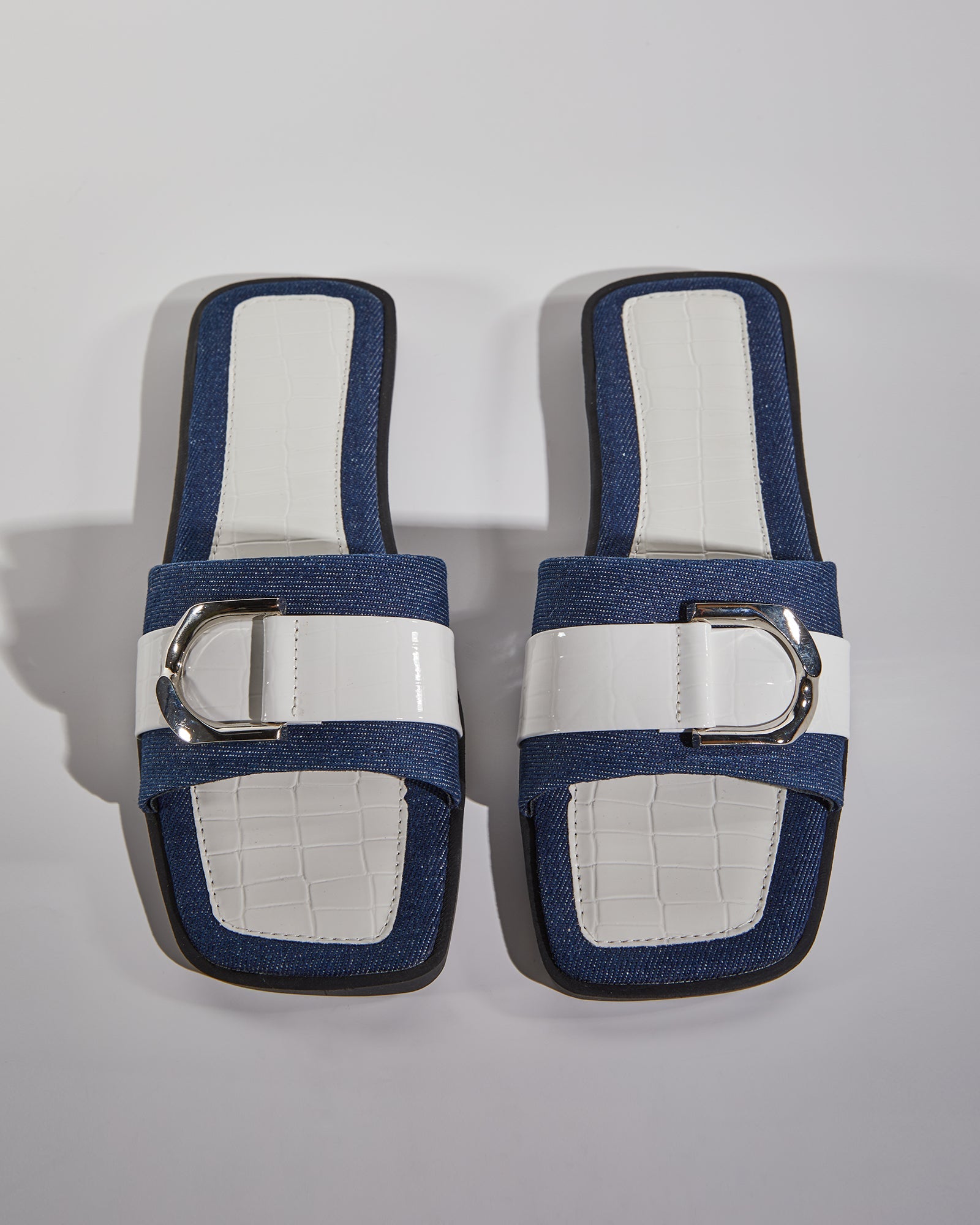 Sky Buckle Two Tone Slippers