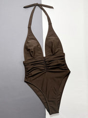 Solid Brown One Piece Swimsuit