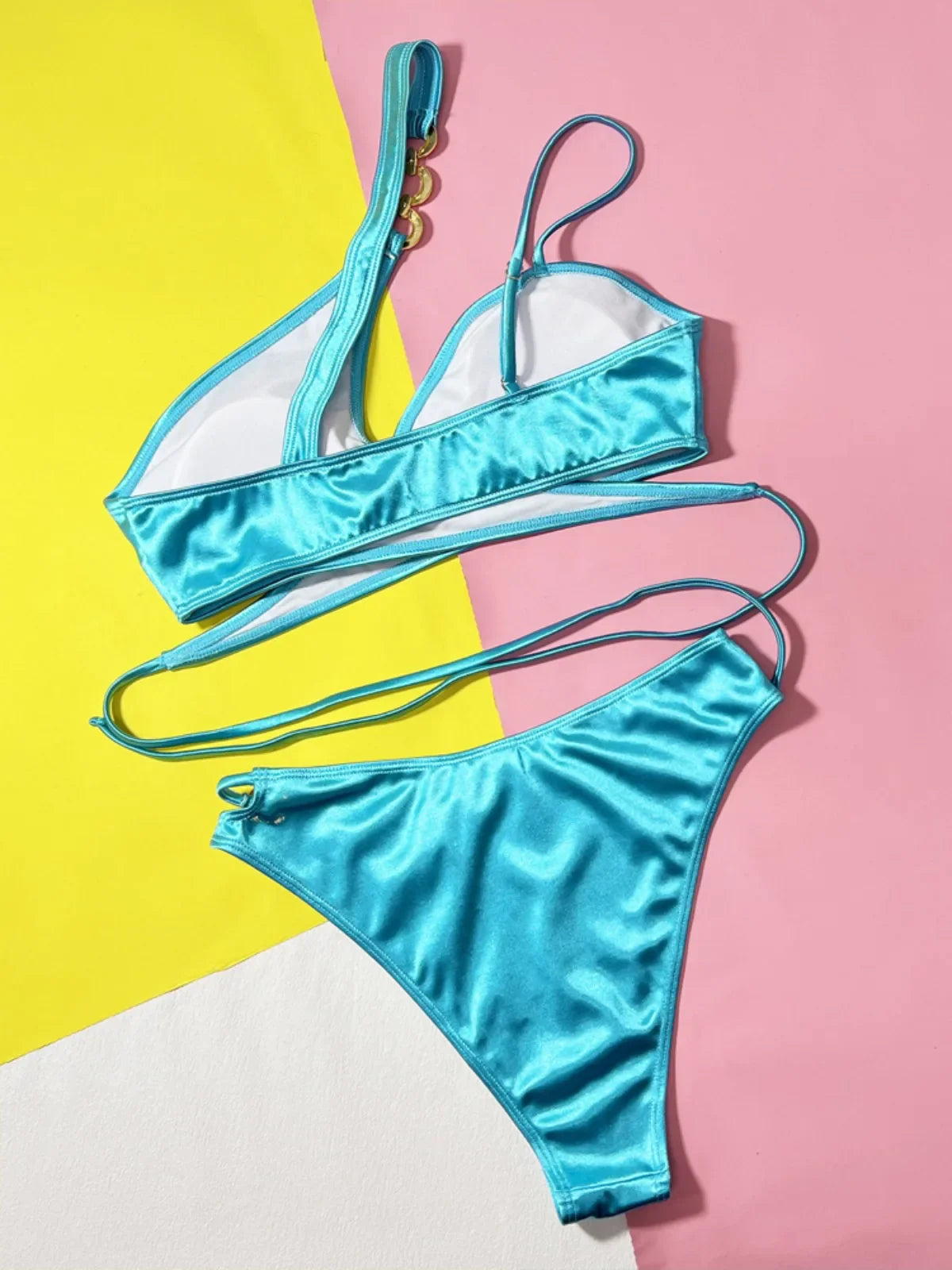 Solid Color High Waist Swimsuit