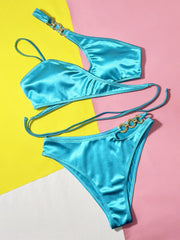 Solid Color High Waist Swimsuit
