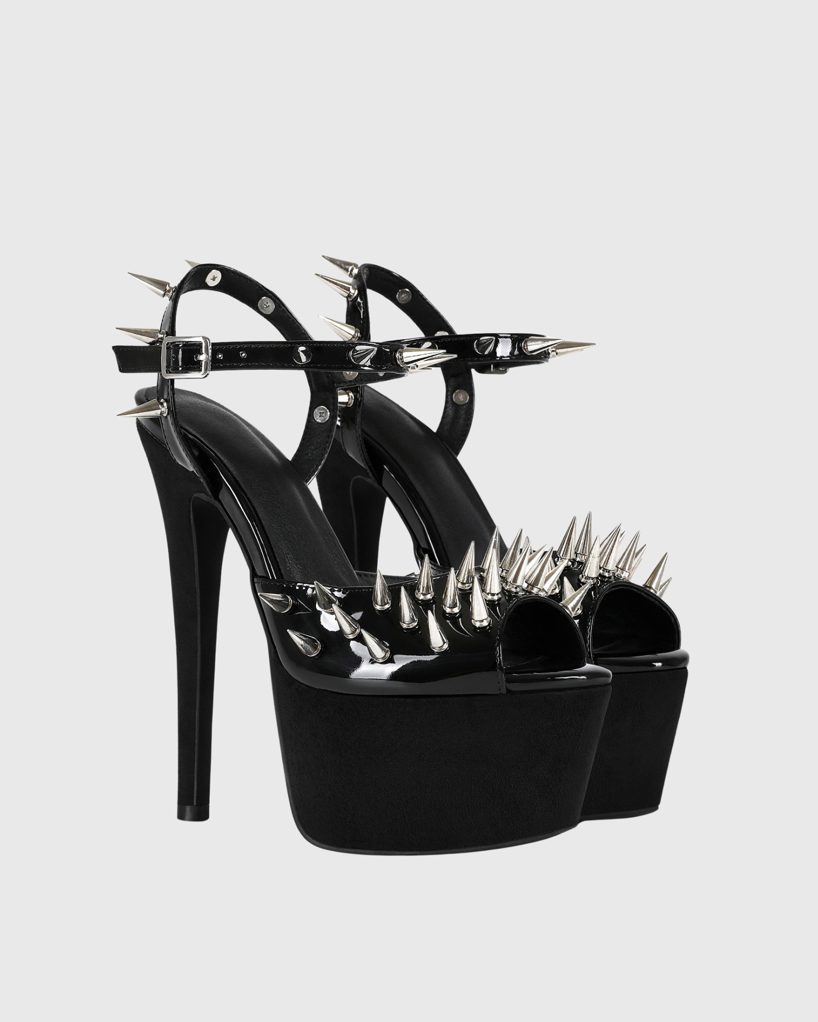 Stacey Spike Patent Leather Platform Sandals
