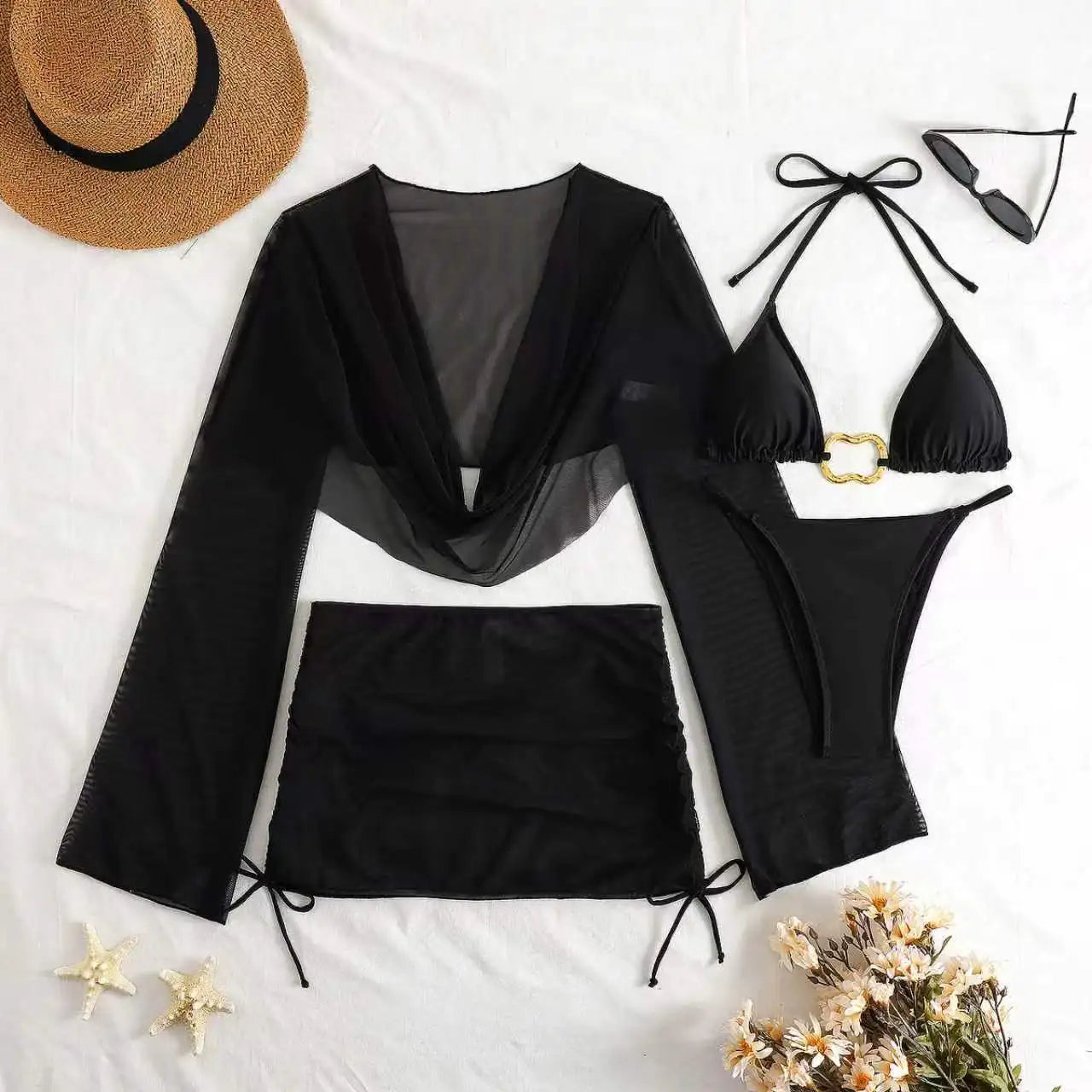 Black White Bikini Set