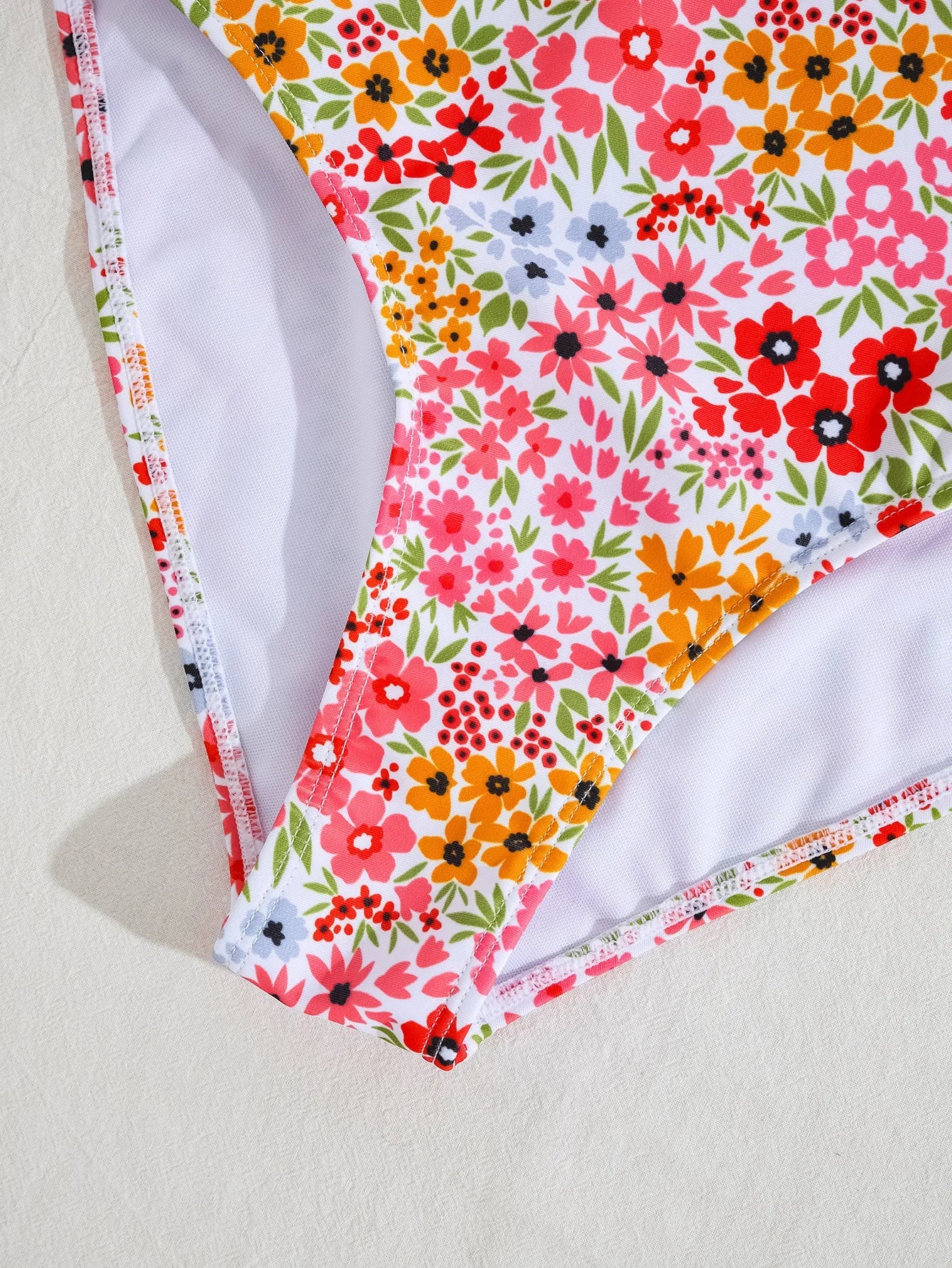 Pink Floral Print Bikinis Sets