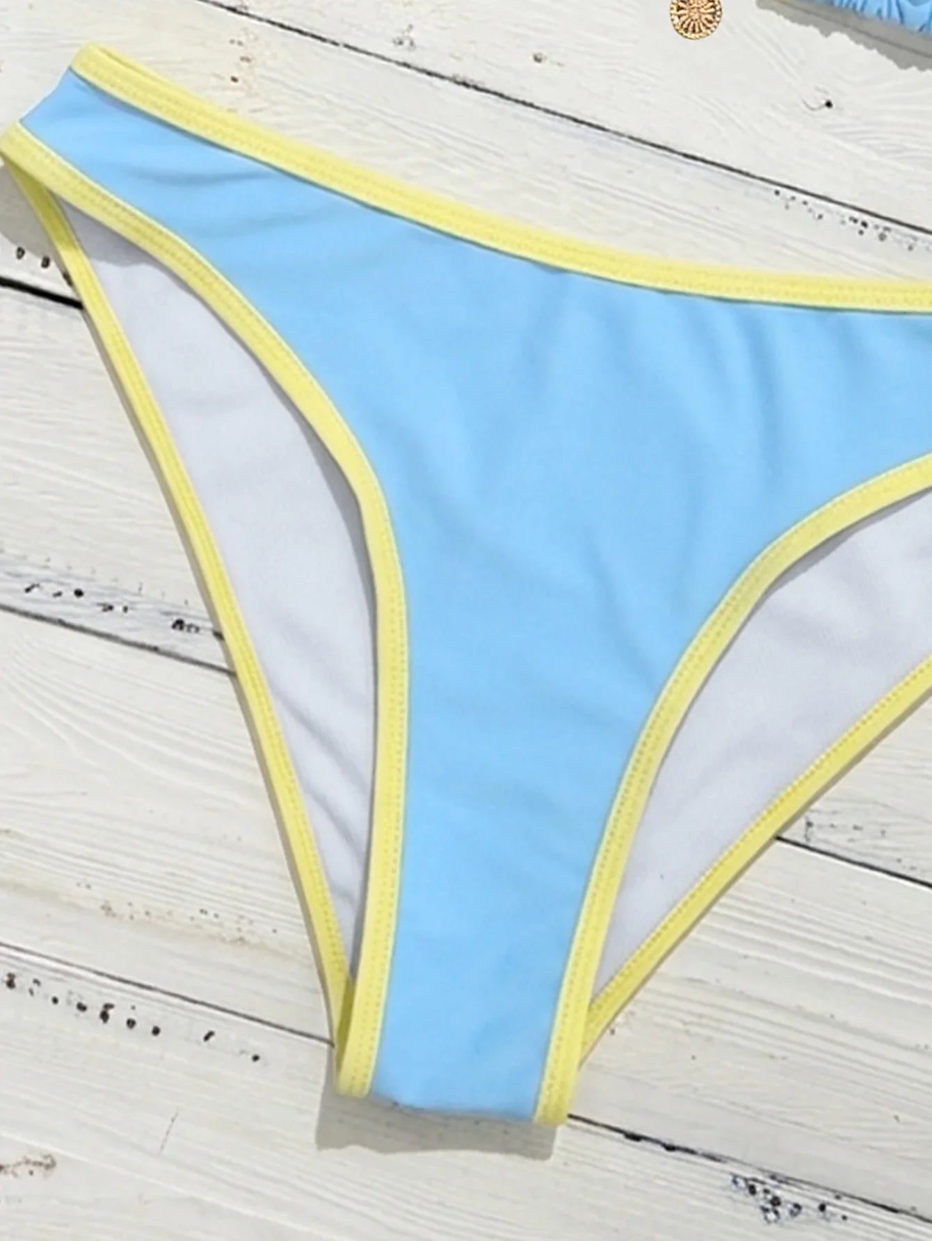 Sky Blue Patchwork Micro Bikini Set