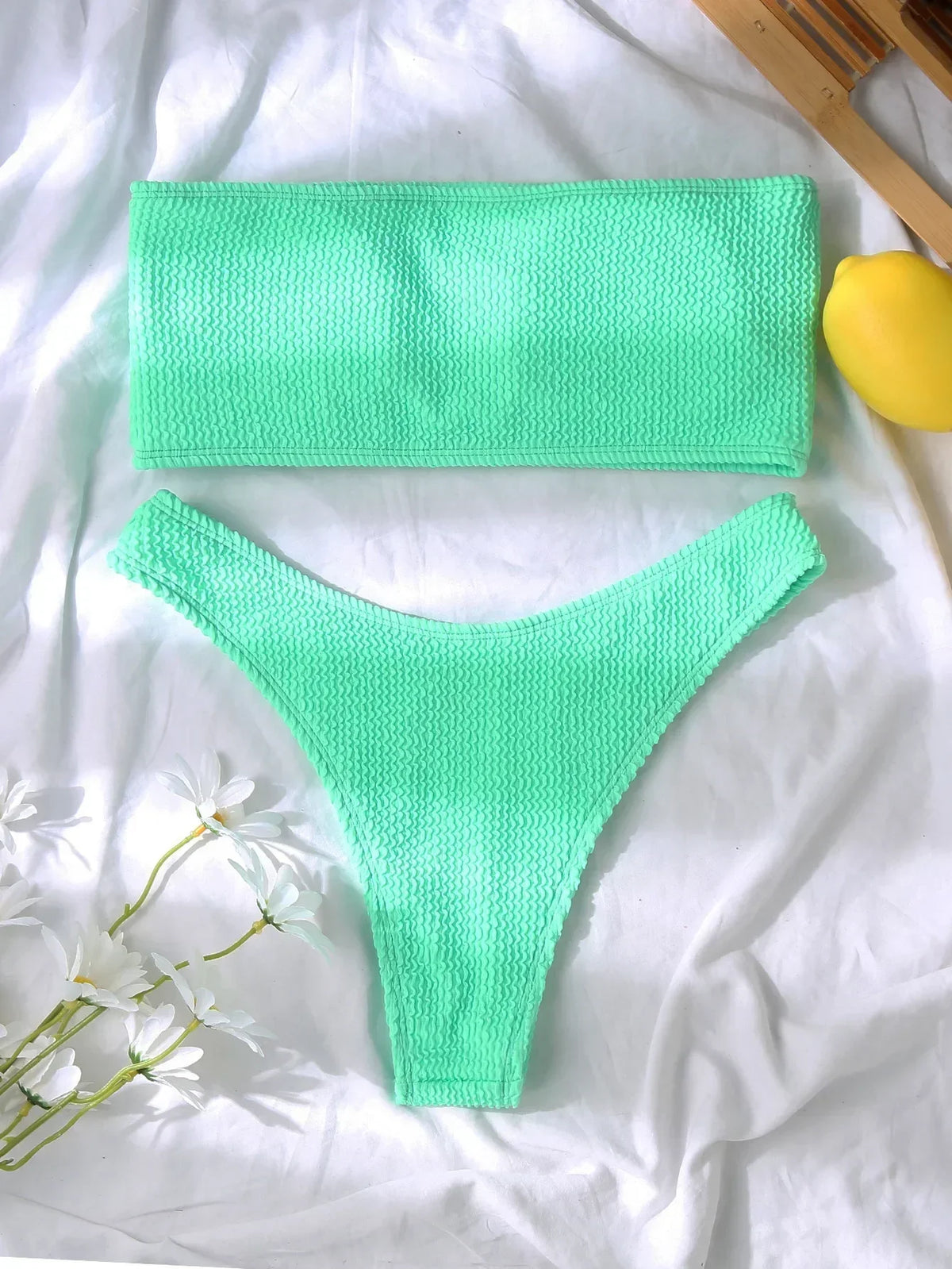 Swimwear Bikini Bandeau Two Piece Set