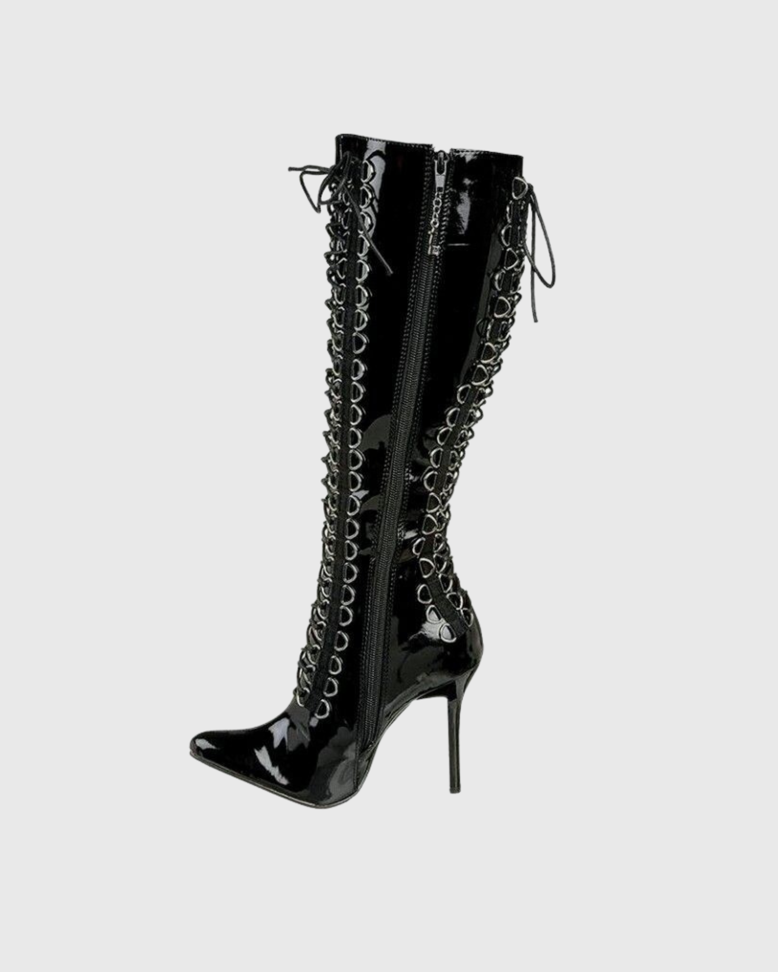 Tala Patent Leather Lace Up Knee High Boots