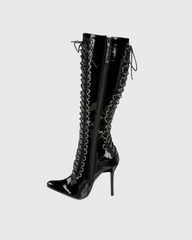 Tala Patent Leather Lace Up Knee High Boots