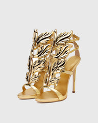Tatiana Mirrored Wing Sandals In Gold