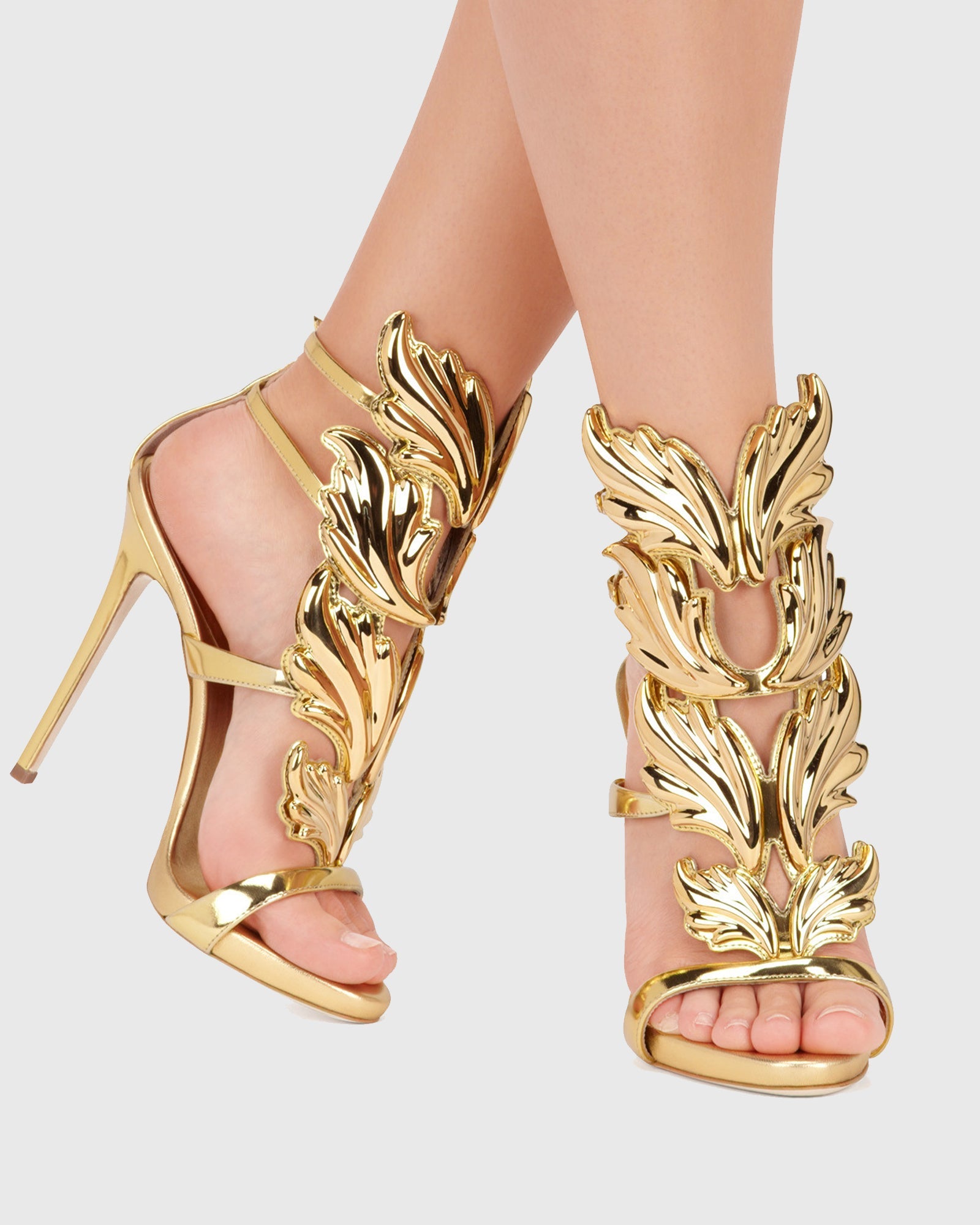 Tatiana Mirrored Wing Sandals In Gold