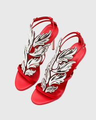 Tatiana Mirrored Wing Sandals In Red