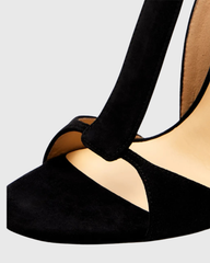 Teofila T Strap Suede Sandals In Black