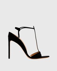 Teofila T Strap Suede Sandals In Black