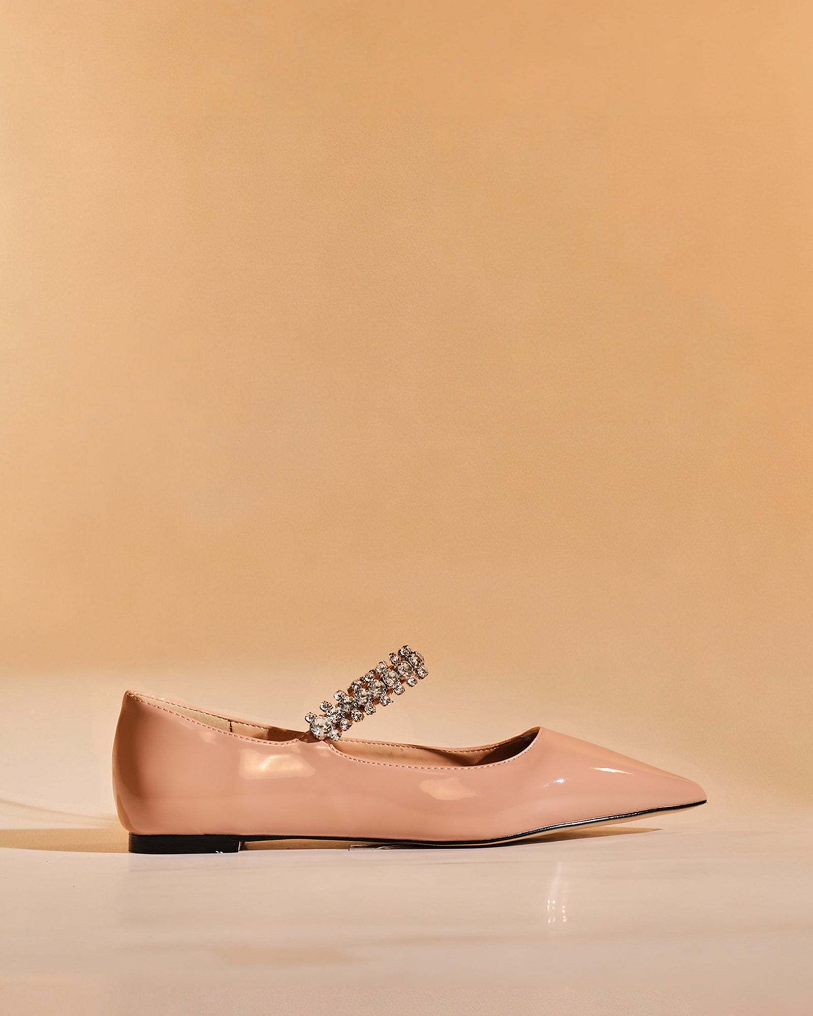 Terza Rhinestone Strap Flats In Nude