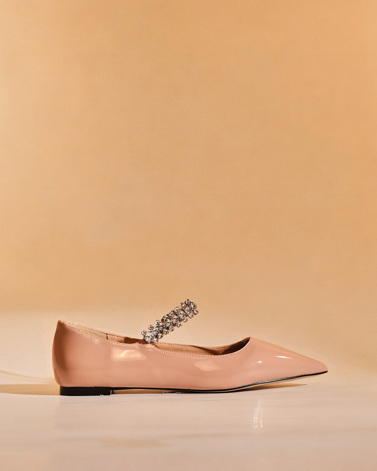 Terza Rhinestone Strap Flats In Nude