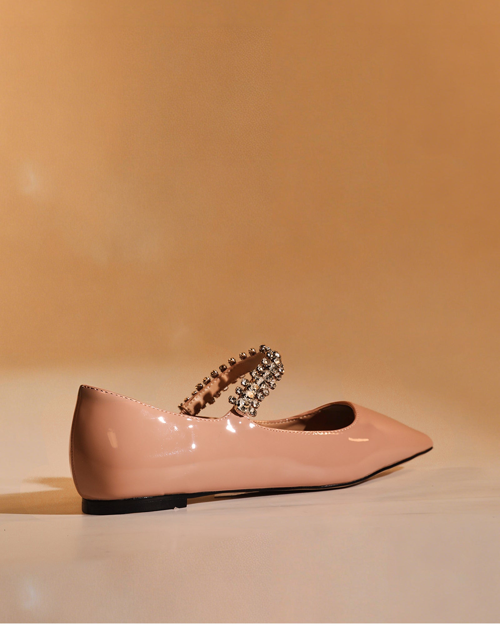 Terza Rhinestone Strap Flats In Nude