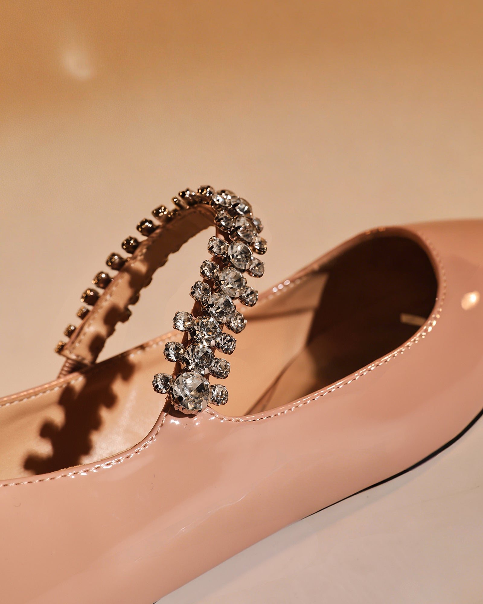 Terza Rhinestone Strap Flats In Nude