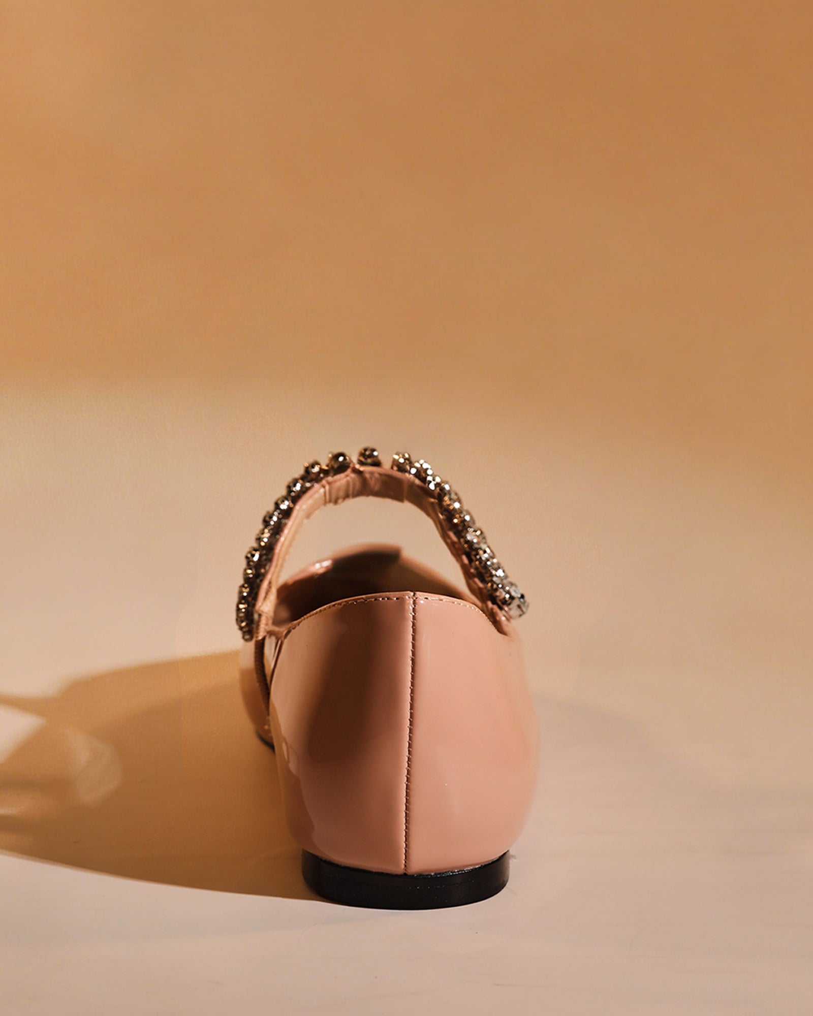Terza Rhinestone Strap Flats In Nude