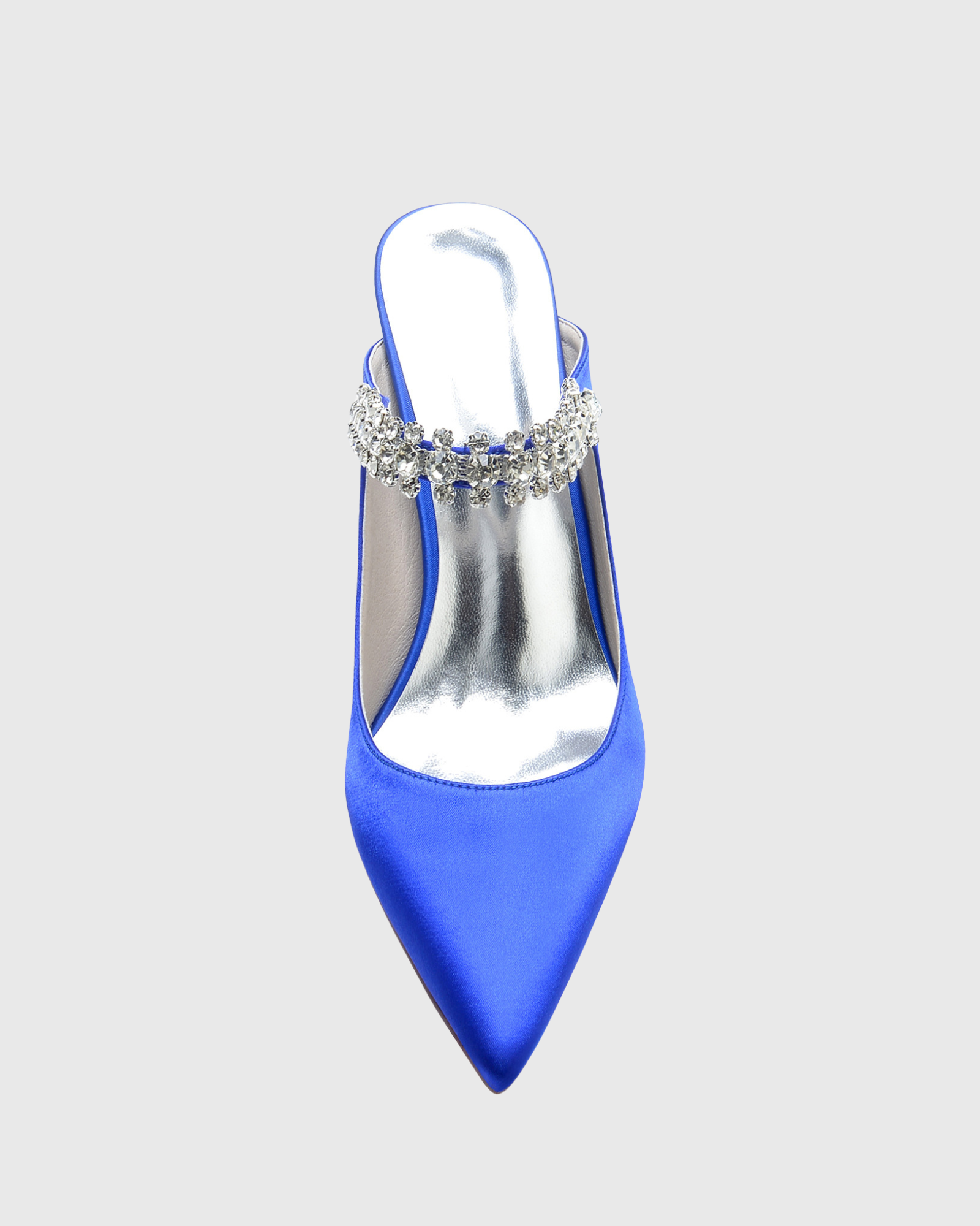 Terza Rhinestone Strap Mules In Royal Blue