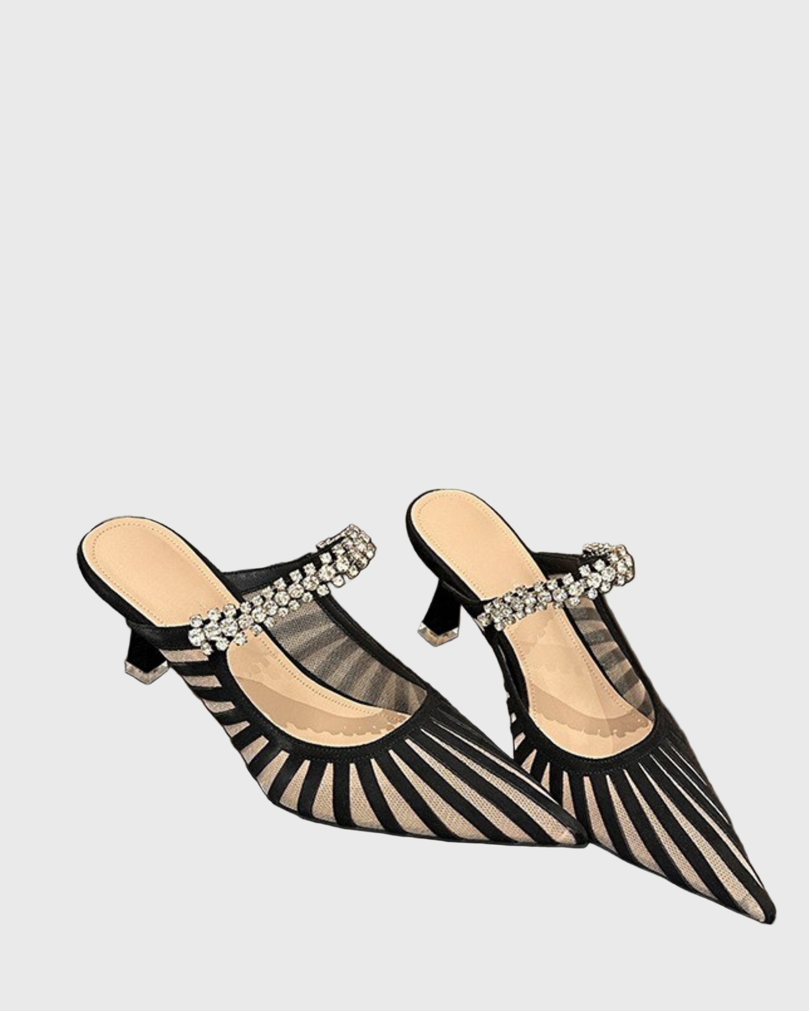 Terza Stripe Diamente Strap Mules In Black