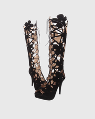 Titian Flower Cutout Lace Up Sandals