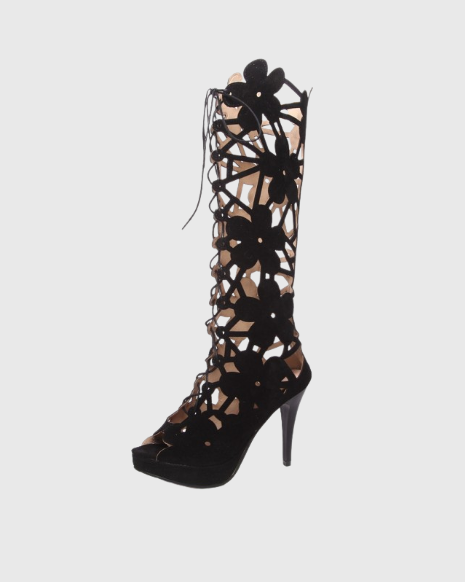 Titian Flower Cutout Lace Up Sandals