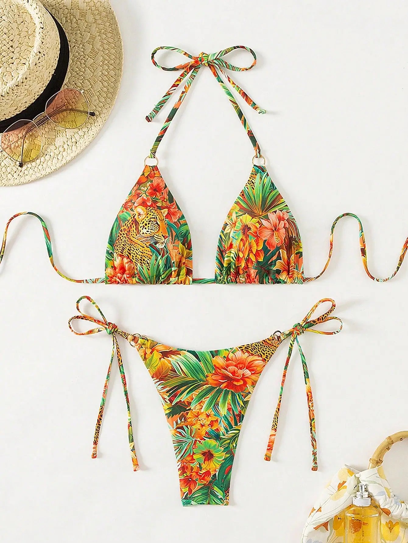 Tropical Print Bikini Set